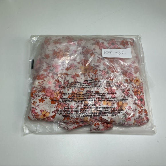 AUW Womens L Multicolor Floral Romper Cinched Waist Pleated Bust Keyhole Tie - Picture 8 of 8